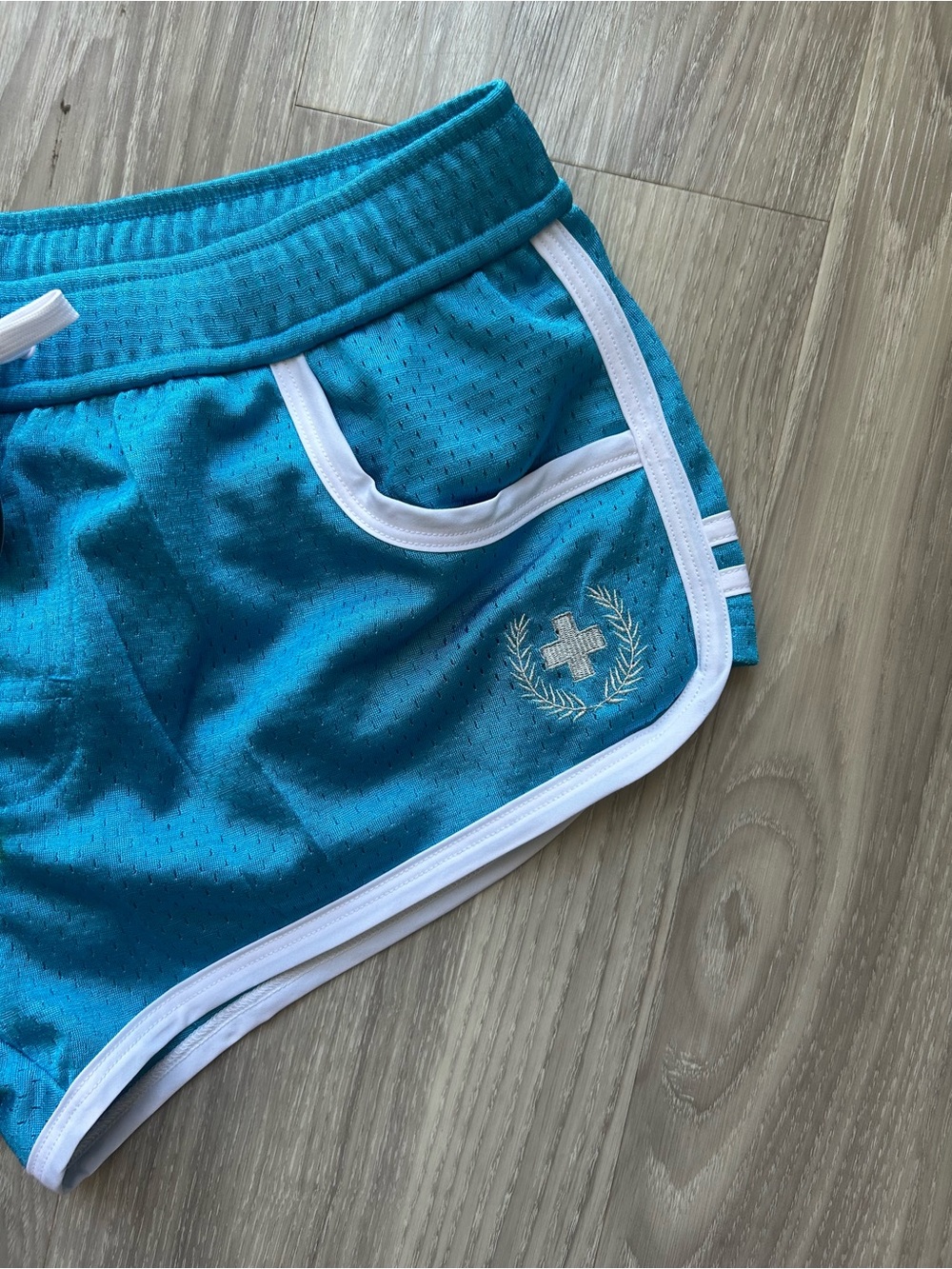 Andrew Christian | Fit Mesh Lined Trunks in Teal Blue (Small) - Picture 8 of 15